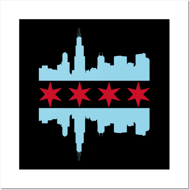 Chicago Skyline Flag Wall Art by BeeFest